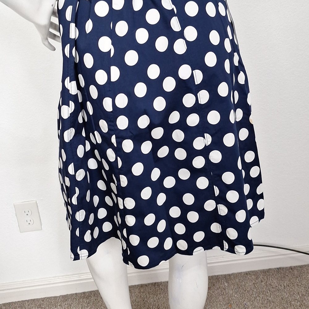 Boden Navy Blue & White Polka Dot Retro Pin Up Sleeveless Midi Dress Size 14R - Picture 10 of 16
